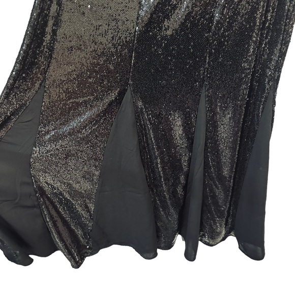 ✌️sold✌️Nwt ME+EM Sequin + Georgette Godet Maxi Skirt Sequinned Satin Black 10 - Picture 15 of 16